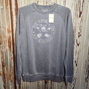 NWT Lucky Brand Fender Burnout Shirt Sweatshirt  Rock & Roll Skull Men's L